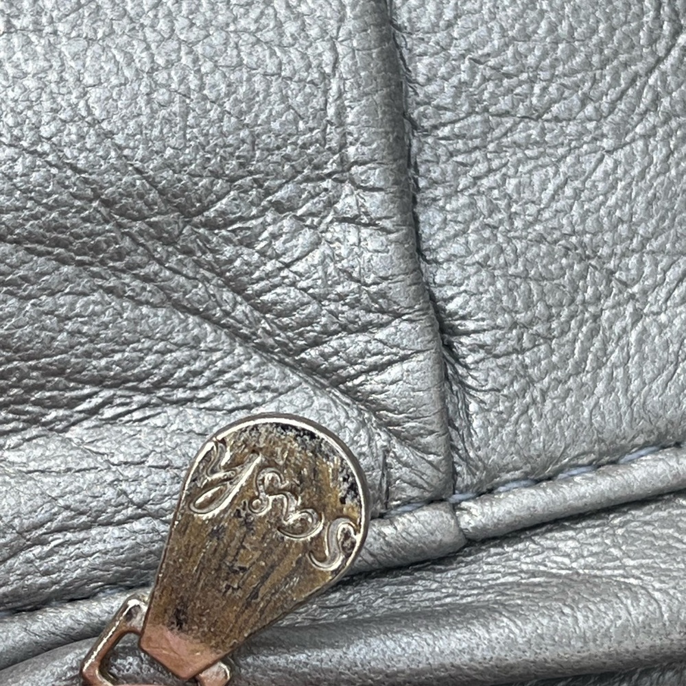 Make Offer! Sash Bag Crossbody Bag Shimmer Skies Blue Gray Leather Sling - Picture 13 of 14